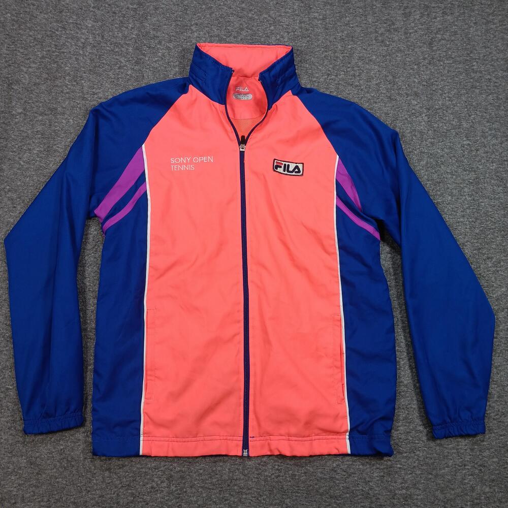 Fila Jacket Mens Medium Pink Blue Sony Open Tennis Windbreaker Track VTG Style